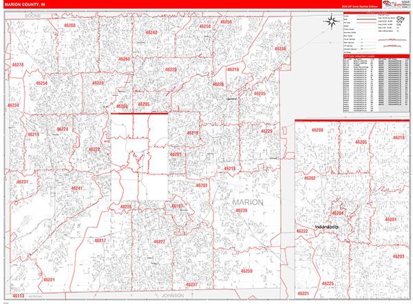 Marion County, IN Zip Code Map