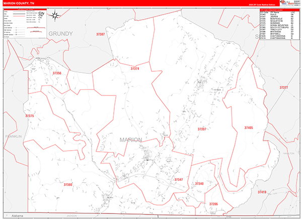 Marion County, TN Zip Code Map
