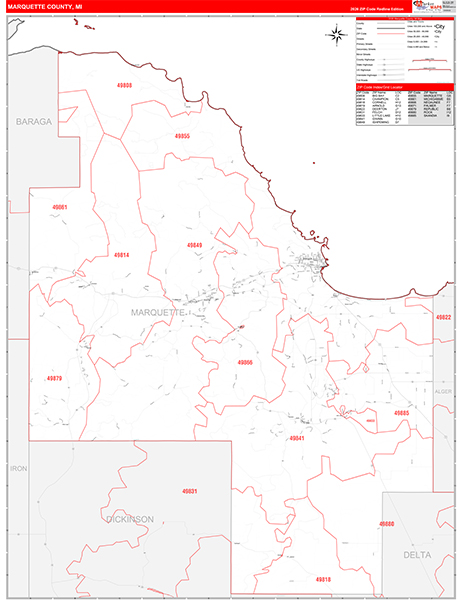 Marquette County, MI Zip Code Map