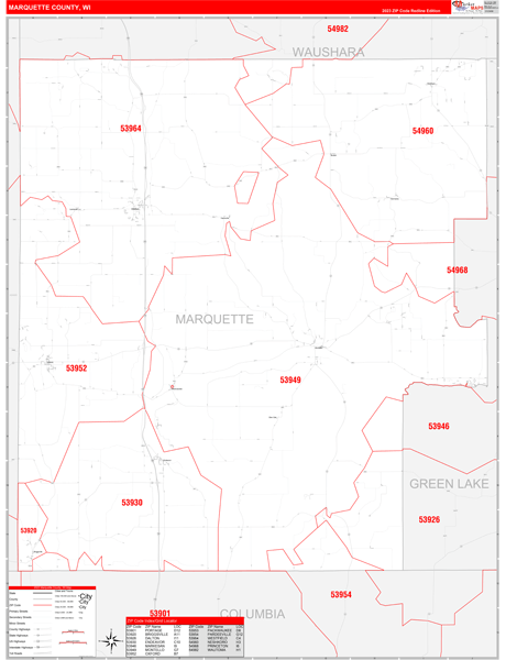 Marquette County Digital Map Red Line Style