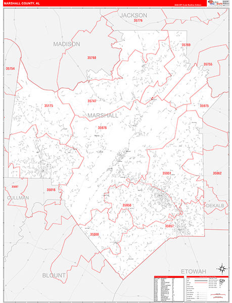 Marshall County, AL Zip Code Map