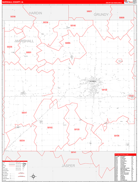 Marshall County, IA Zip Code Map