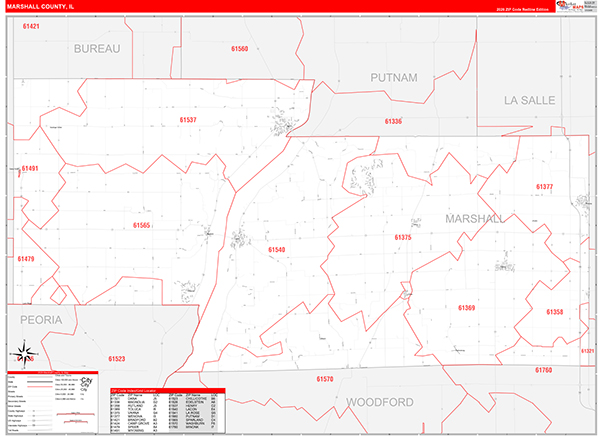 Marshall County, IL Zip Code Map
