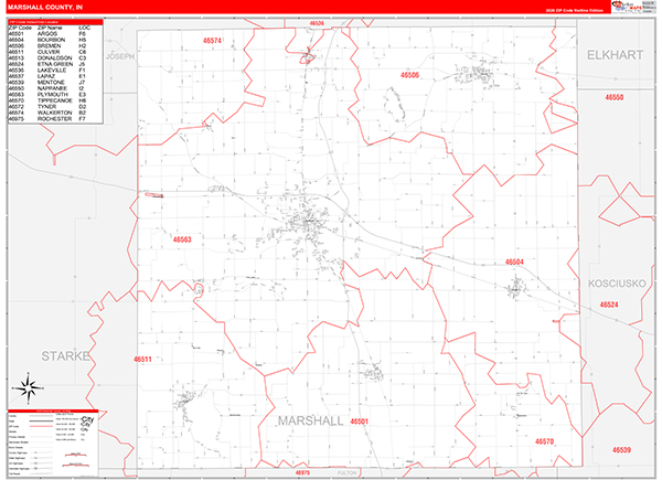 Marshall County, IN Zip Code Map