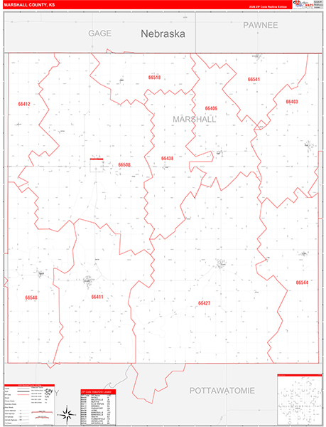 Marshall County, KS Zip Code Map