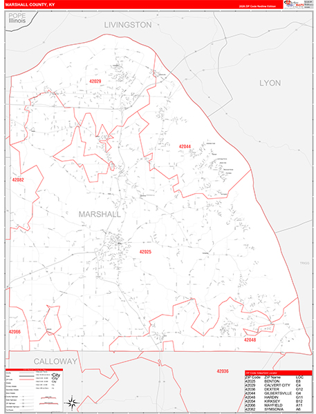 Marshall County, KY Zip Code Map