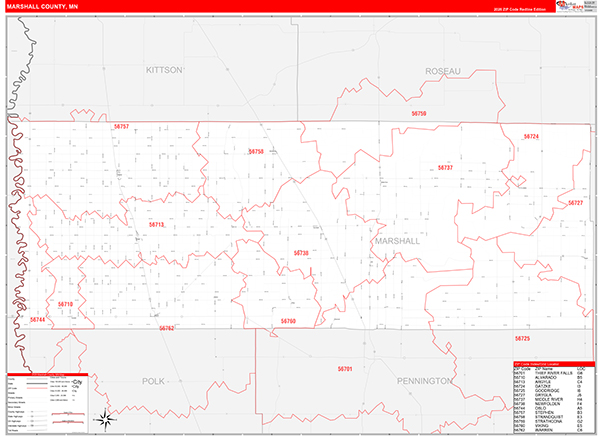 Marshall County, MN Zip Code Map