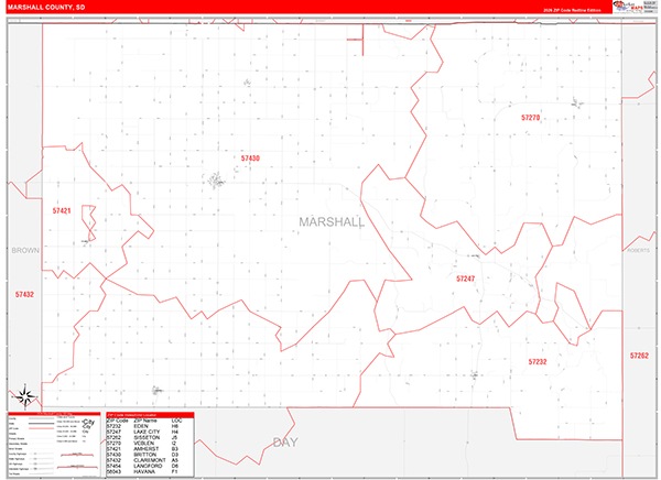 Marshall County, SD Zip Code Map