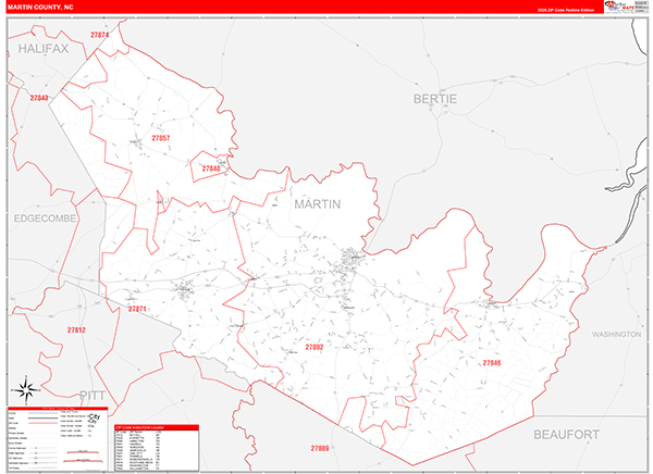 Martin County, NC Zip Code Map