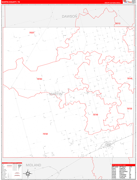 Martin County, TX Zip Code Map