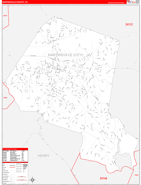 Martinsville County, VA Zip Code Map