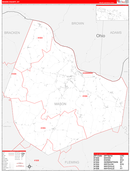 Mason County, KY Zip Code Map