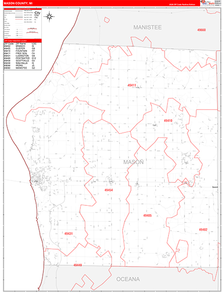Mason County, MI Zip Code Map