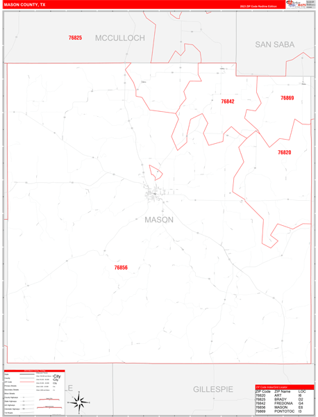 Mason County, TX Zip Code Map
