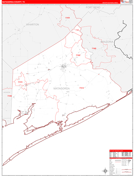 Matagorda County, TX Zip Code Map