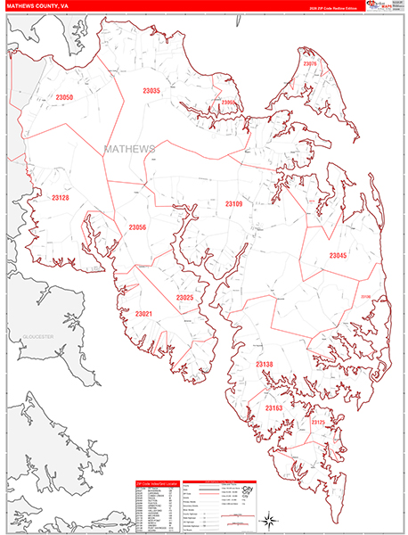 Mathews County, VA Zip Code Map