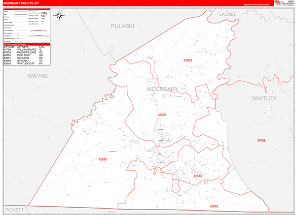 McCreary County, KY Zip Code Map