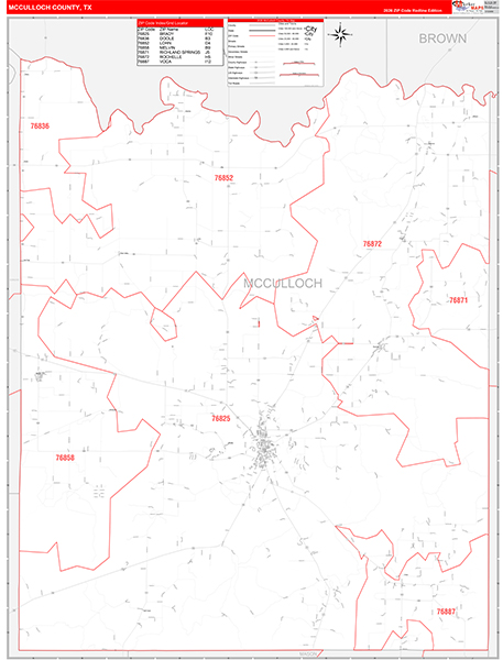 McCulloch County, TX Zip Code Map