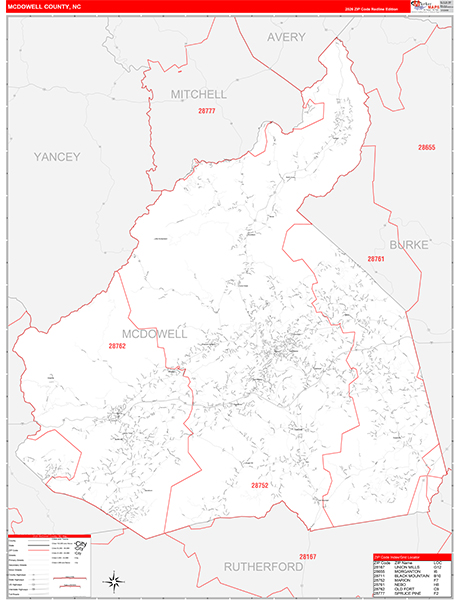McDowell County, NC Zip Code Wall Map
