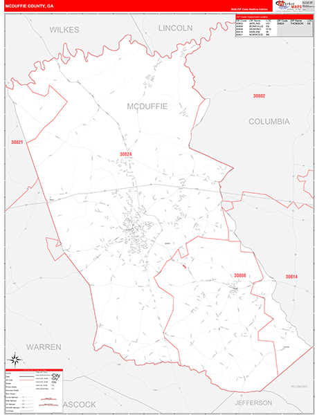 McDuffie County, GA Zip Code Map