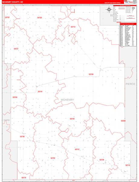 McHenry County, ND Zip Code Wall Map