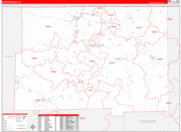 McKean County, PA Zip Code Map