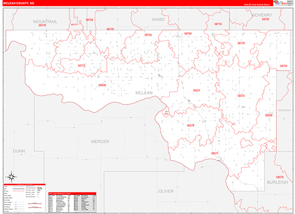 McLean County, ND Zip Code Map