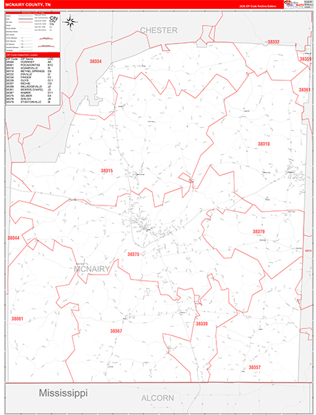 McNairy County, TN Zip Code Map