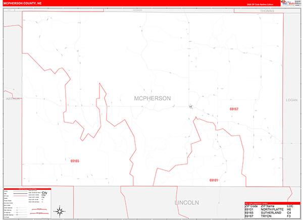McPherson County, NE Zip Code Map