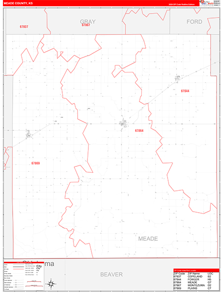 Meade County, KS Zip Code Map