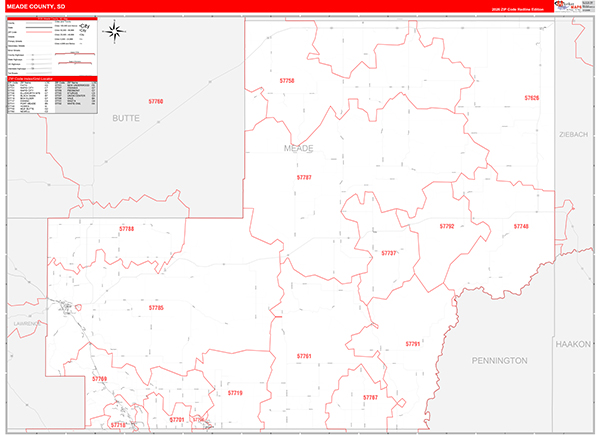 Meade County, SD Carrier Route Wall Map
