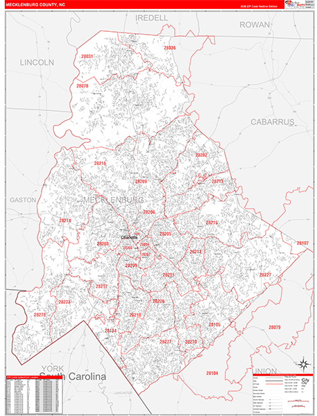 Mecklenburg County, NC Zip Code Map