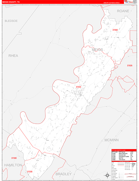 Meigs County, TN Zip Code Map
