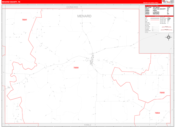 Menard County, TX Zip Code Map