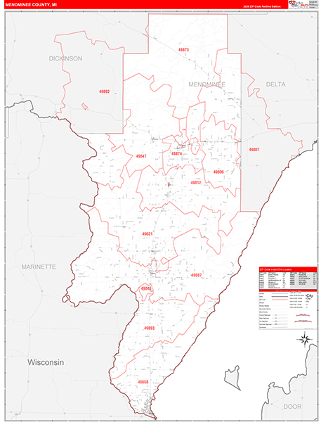 Menominee County, MI Zip Code Map