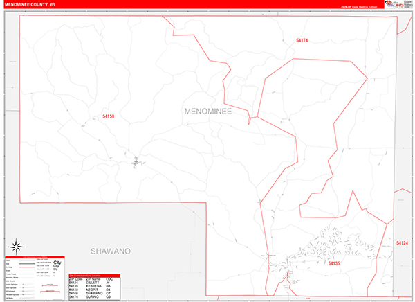 Menominee County, WI Zip Code Map