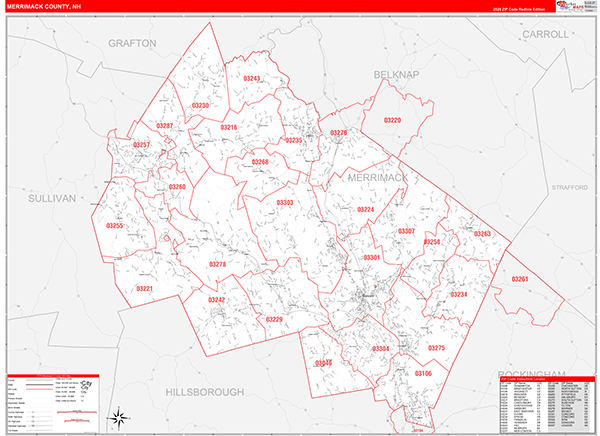 Merrimack County, NH Zip Code Map