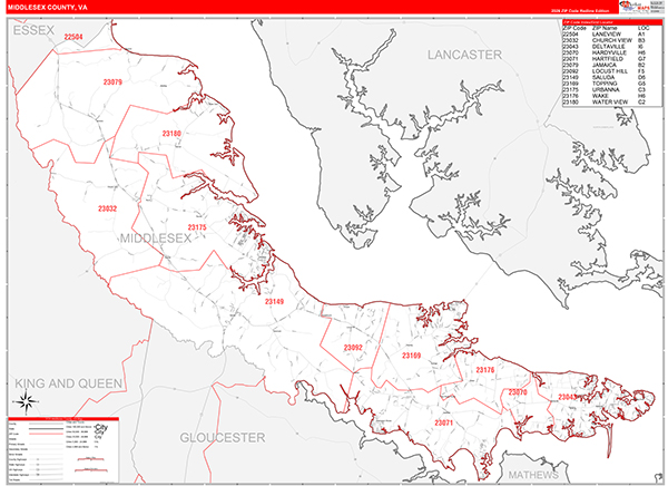 Middlesex County, VA Zip Code Map