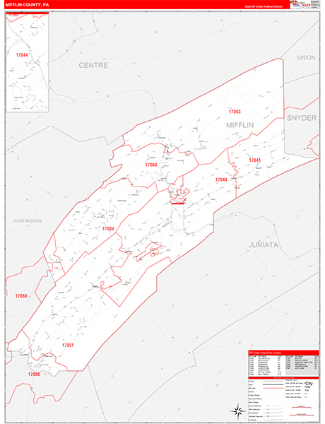 Mifflin County, PA Zip Code Map