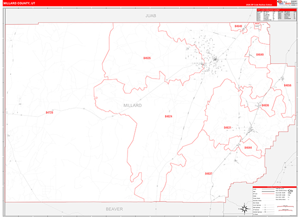 Millard County, UT Zip Code Map