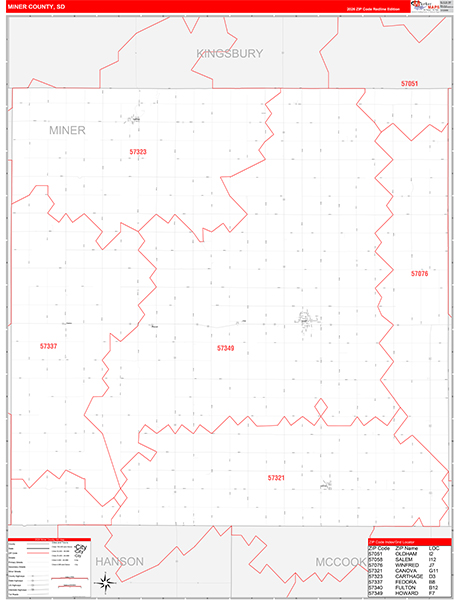Miner County, SD Zip Code Map