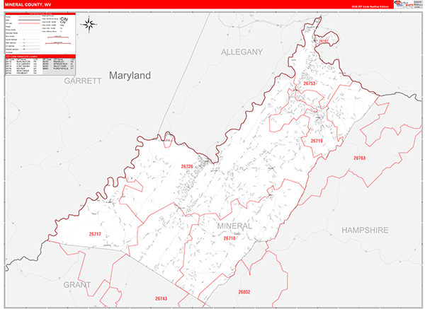 Mineral County, WV Zip Code Map