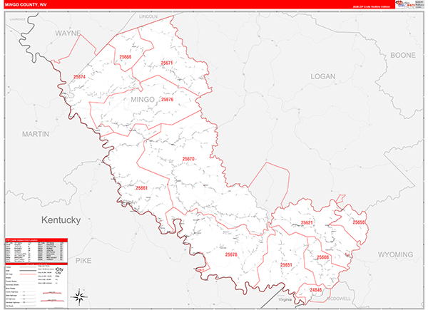 Mingo County, WV Zip Code Map