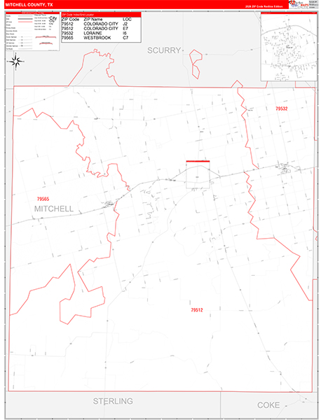 Mitchell County, TX Zip Code Map
