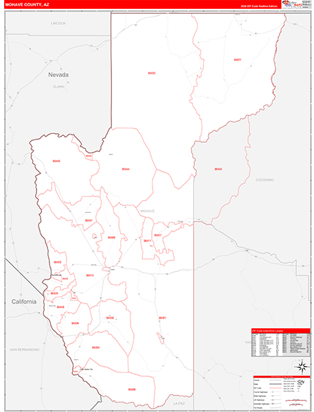 Mohave County, AZ Zip Code Wall Map