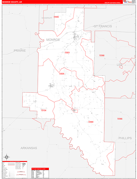 Monroe County, AR Zip Code Map