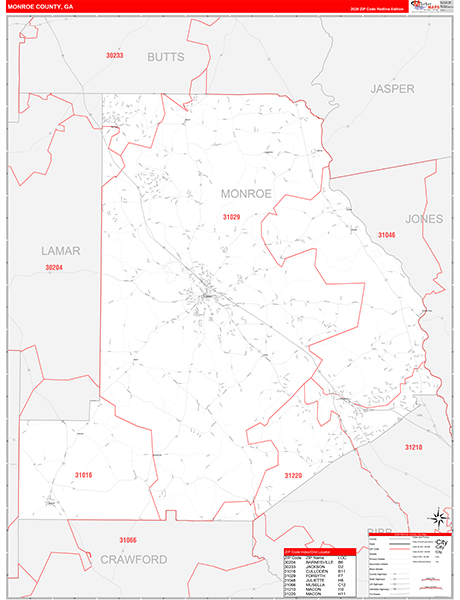 Monroe County, GA Zip Code Map