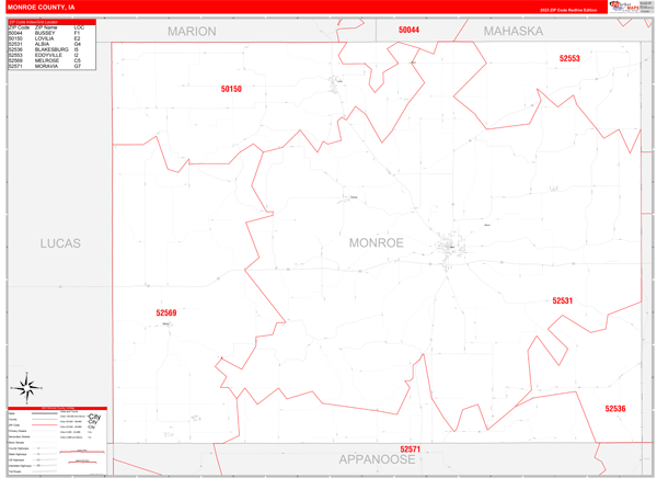 Monroe County, IA Zip Code Map
