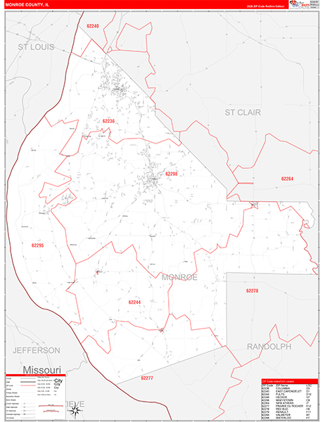 Monroe County, IL Zip Code Map