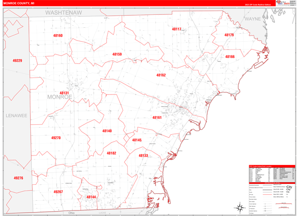 Monroe County, MI Zip Code Map
